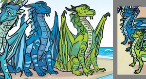 Fünf Meeresflügler-Drachlinge die den Animare-Test machen.png